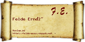 Felde Ernő névjegykártya